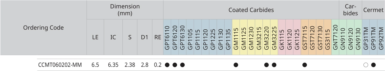 Only the row for CCMT060202-MM, with its original headers
